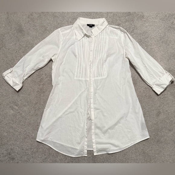 AGB Tops - AGB Off-White Collared Blouse